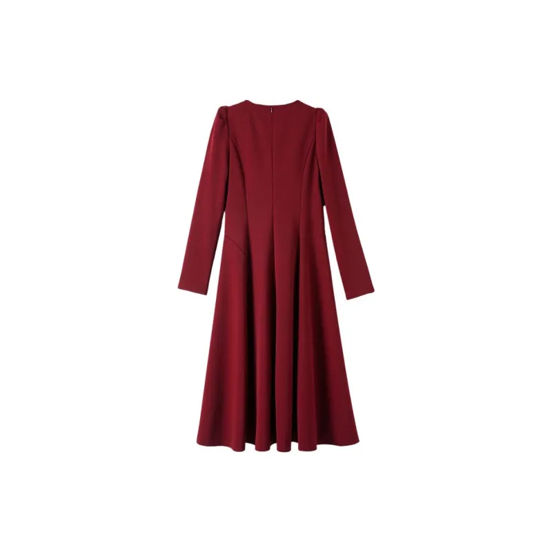 Late White Long Sleeved Dresses Women's-5