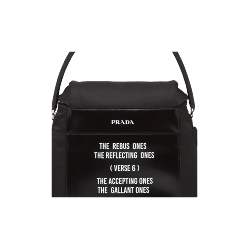 PRADA Hobo Nylon With Leather Handbag Women's Black-4