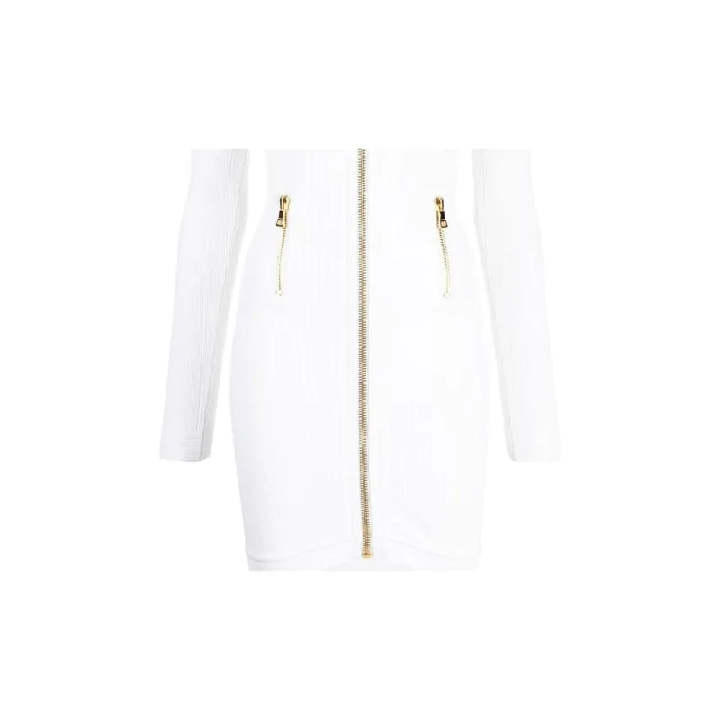BALMAIN Long-Sleeved Dresses Women's White-5