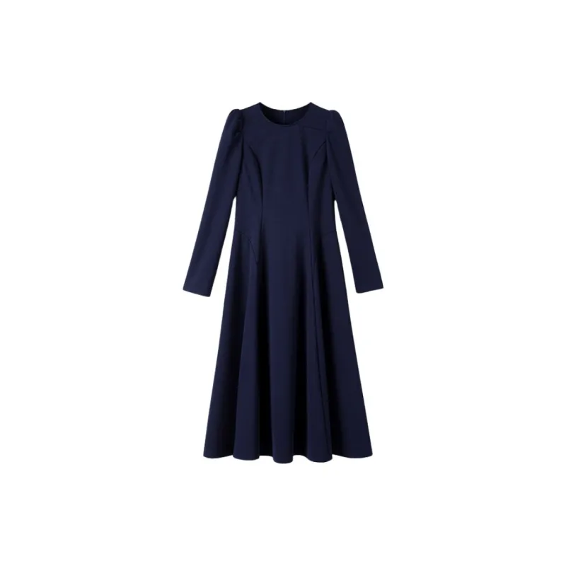 Late White Long Sleeved Dresses Women's-1