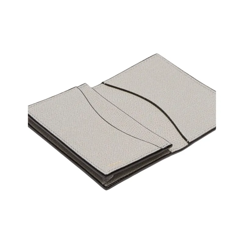 Valextra Calfskin Card Holder Unisex Gray White-3
