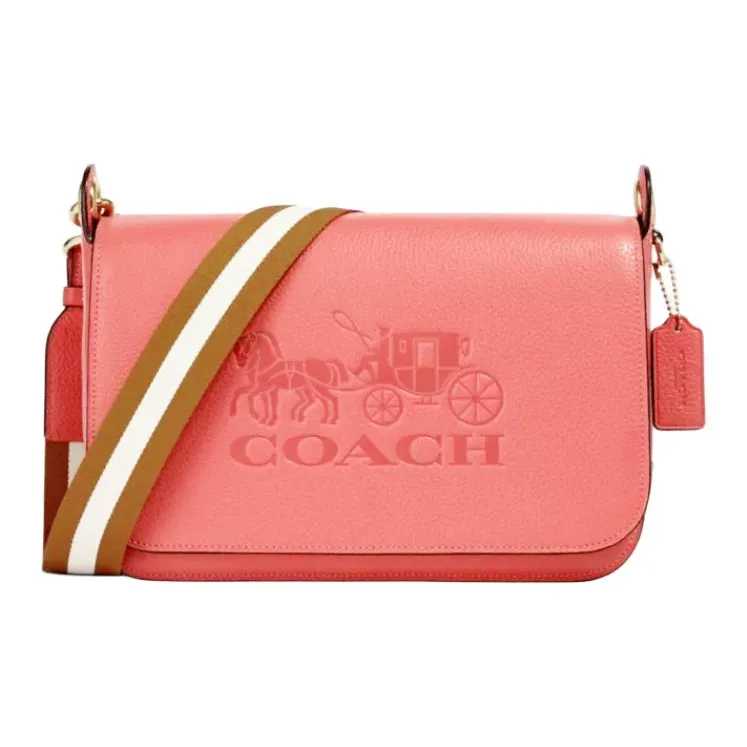 COACH Jes Leather Crossbody Messenger Bag Medium Size Women's Orange-1
