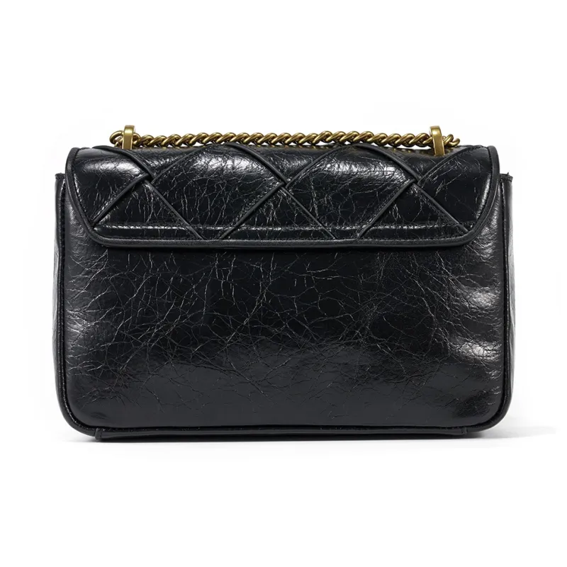 BOSSSUNWEN Cow Leather Crossbody Bag, Shoulder Bag Everyday Commute Casual Women's Black-3