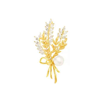 Fortune Gold Pearl Brooches Unisex