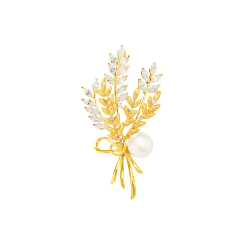 Fortune Gold Pearl Brooches Unisex-0