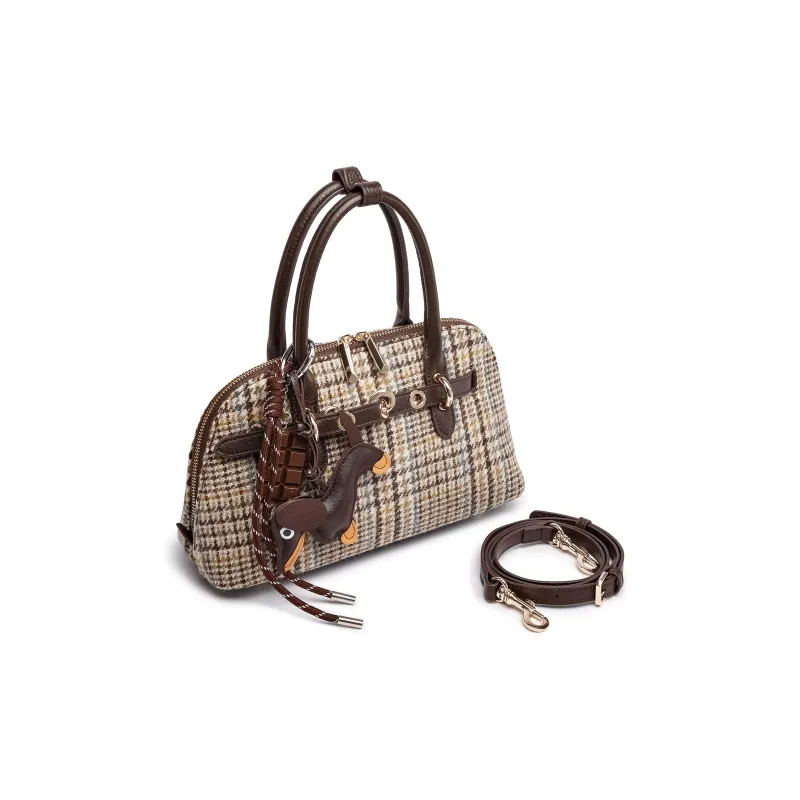 FAIRWHALE Cow Leather With Wool Crossbody Bag Shoulder Bag Regular Women's Coffee-1
