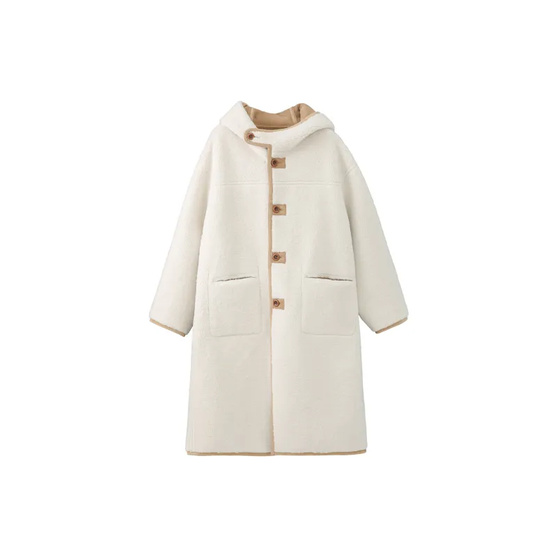 Fstudio Korean Petite Reversible Hooded Commute Relaxed Coat Women's Khaki-2