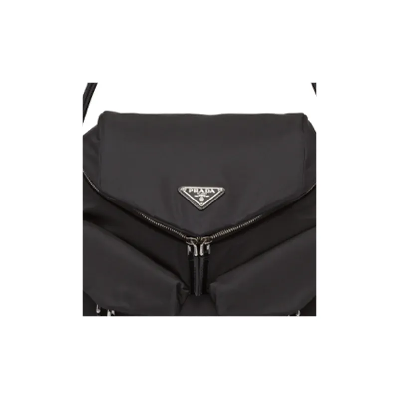 PRADA Hobo Nylon With Leather Handbag Women's Black-3