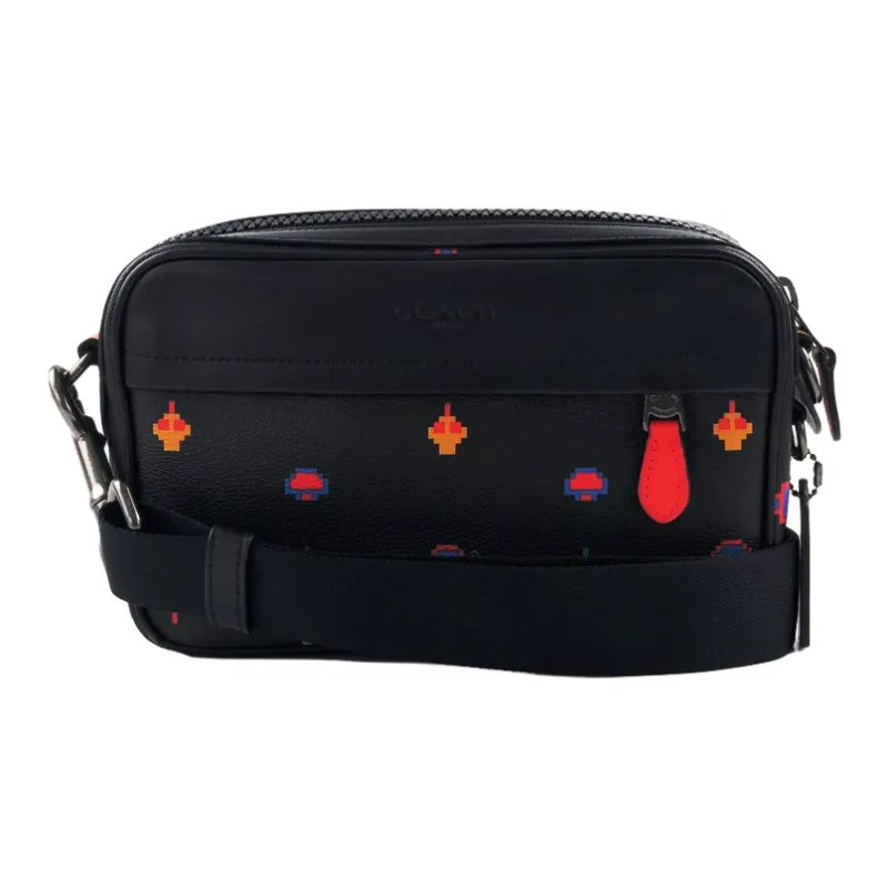 COACH Graham Coated Canvas With Calfskin Camera Bag, Shoulder Bag, Crossbody Bag Medium Size Women's Black-3
