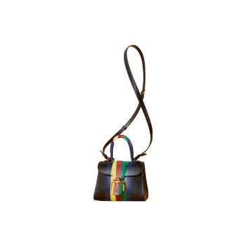 GUCCI Delvaux Collaboration Brillant Leather Handbag Shoulder Bag Crossbody Bag Mini Women's Black