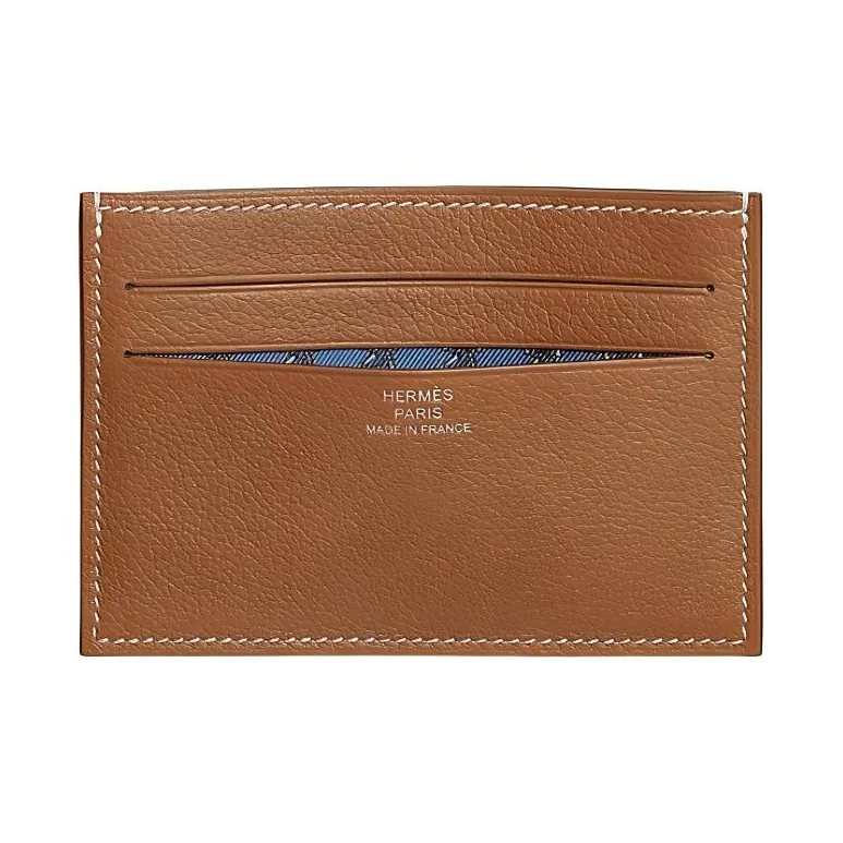 HERMES Evercolor Leather Card Holder Men's Gold Brown-0