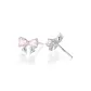 Bowknot Stud Earrings (Pink Zircon)[S999 Fine Silver]