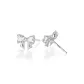 Bowknot Stud Earrings (White Zircon)[S999 Fine Silver]