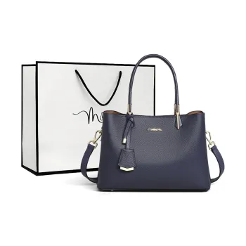 MILLIE'S Cow Leather Patchwork Synthetic Leather Crossbody Bags Handbags Large Size Women's Blue