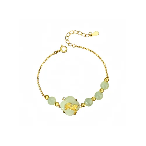 YUGONGYUAN Hetian Jade Bracelets Pale Greenish White Jade Women's