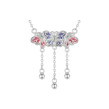EMLEY 999 Foot Silver Certificate Ethnic Style Necklace, Unique Design Women's