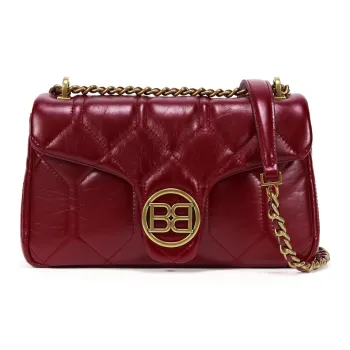 BOSSSUNWEN Cow Leather Crossbody Bag, Shoulder Bag Everyday Casual Vacation Regular Women's Black/Red