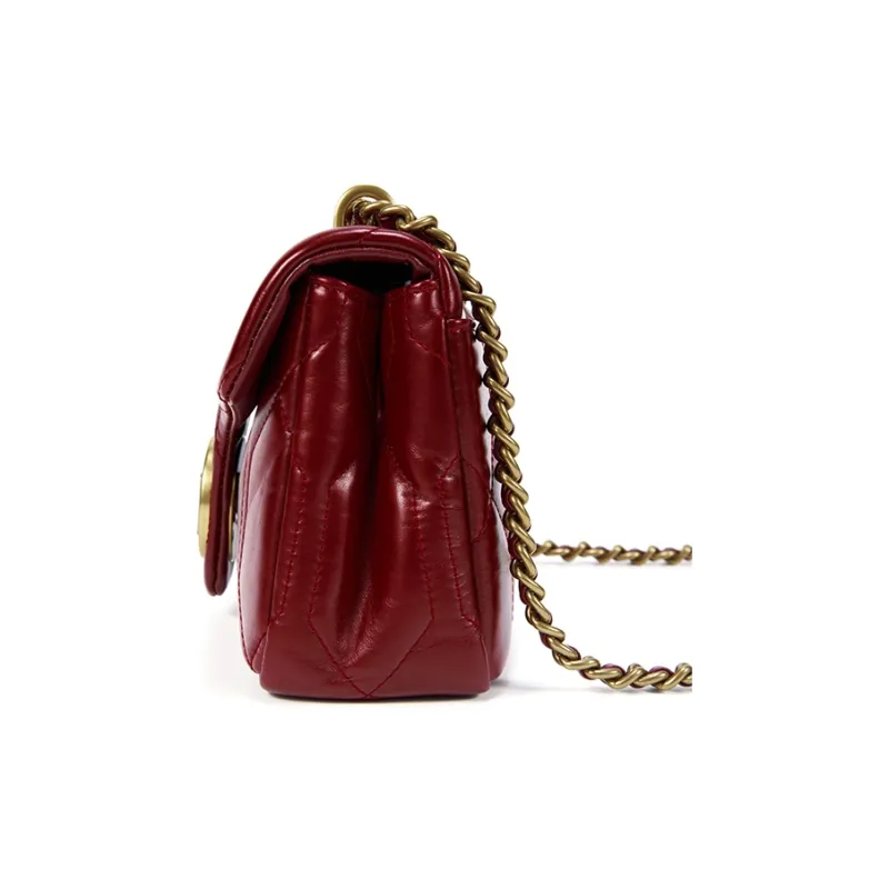 BOSSSUNWEN Cow Leather Crossbody Bag, Shoulder Bag Everyday Casual Vacation Regular Women's Black/Red-8