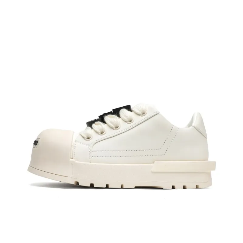 JIPOSEN Height Increasing Low Top Large Head Niche Casual Shoes Unisex White-0