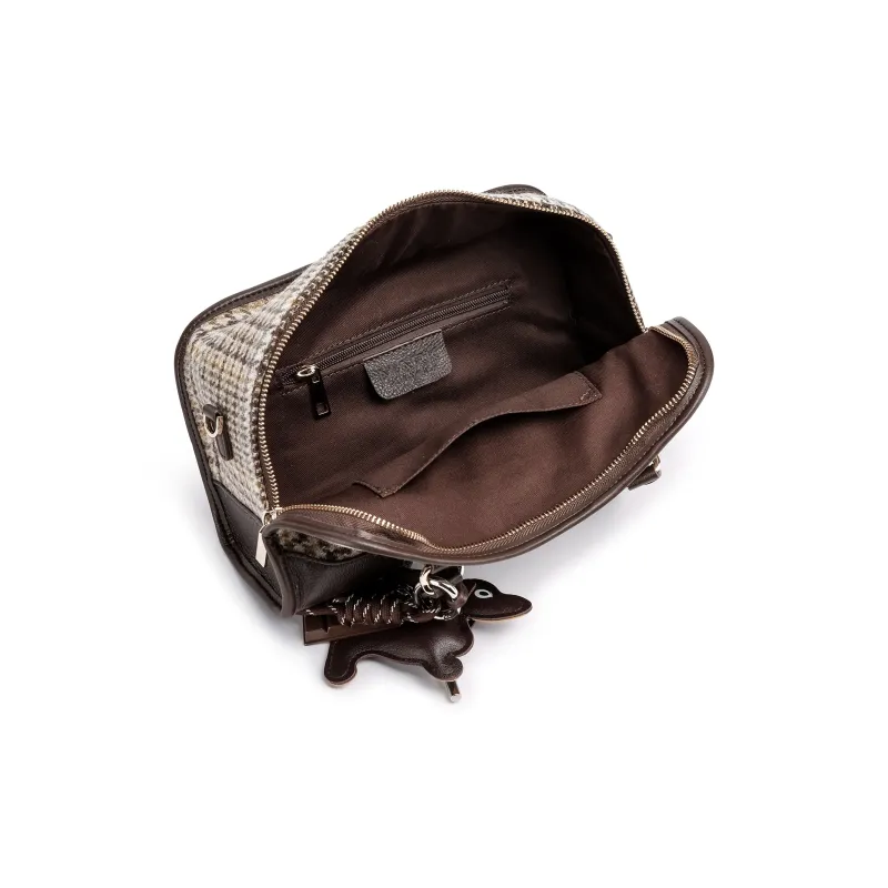 FAIRWHALE Cow Leather With Wool Crossbody Handbags Women's Coffee-4