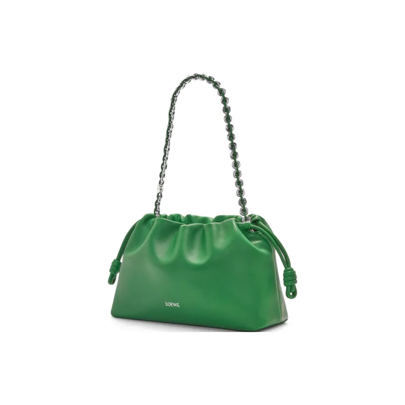 LOEWE Flamenco Soft Nappa Lambskin Clutch Medium Size Women's Tropical Green-4