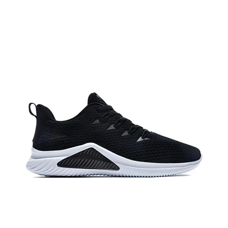 QIAODAN Anti Slip Wear Resistant Low Top Running Shoes Men's Black White-1
