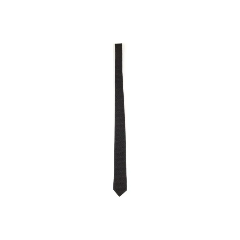 FERRAGAMO Silk, Jacquard Ties Men's Charcoal Gray-1