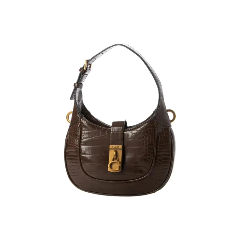 GUESS Synthetic Leather Hobo Man Handbag Mini Women's Brown-1