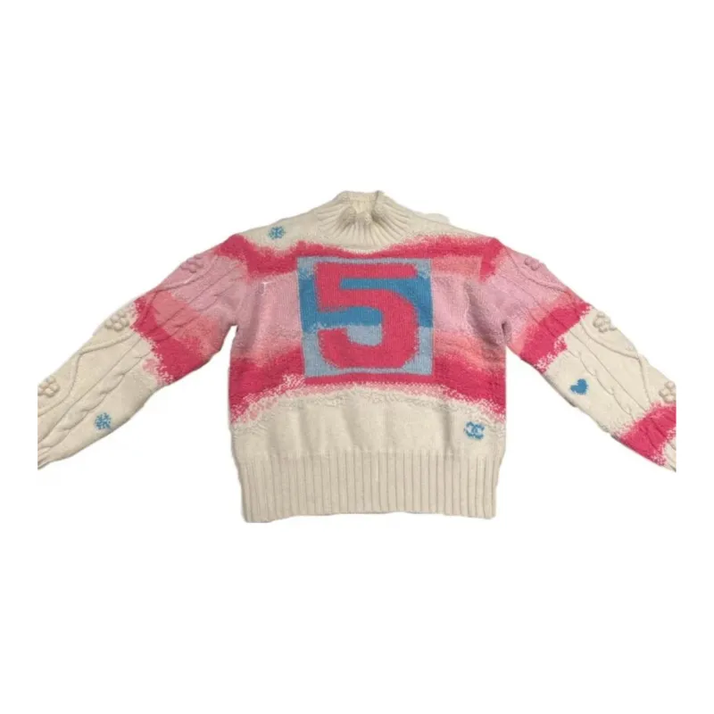 CHANEL FW22 Cashmere Sweater Women's White Pink-3