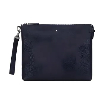 MONTBLANC Soft Leather With Grain Texture Clutch Men's Navy Blue