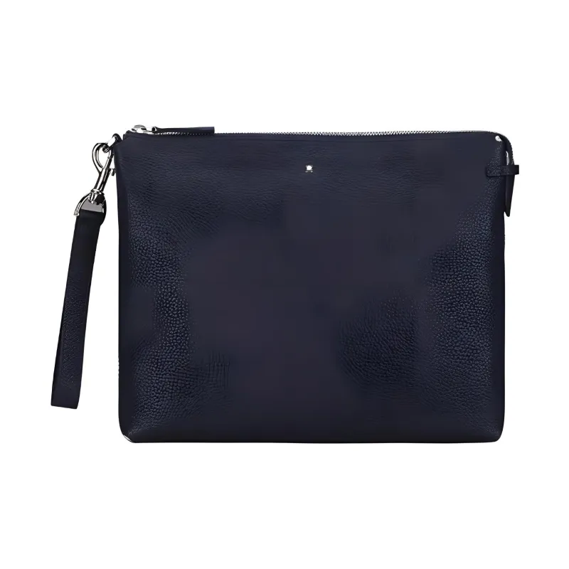 MONTBLANC Soft Leather With Grain Texture Clutch Men's Navy Blue-0