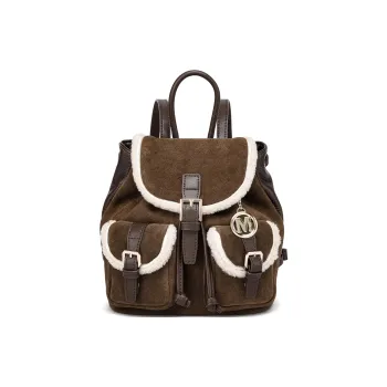 FAIRWHALE Nubuck With Lambswool And Cow Leather Backpack Regular Women's Coffee