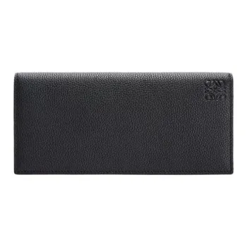 LOEWE Soft Grained Cow Leather Long Wallets Men's Black