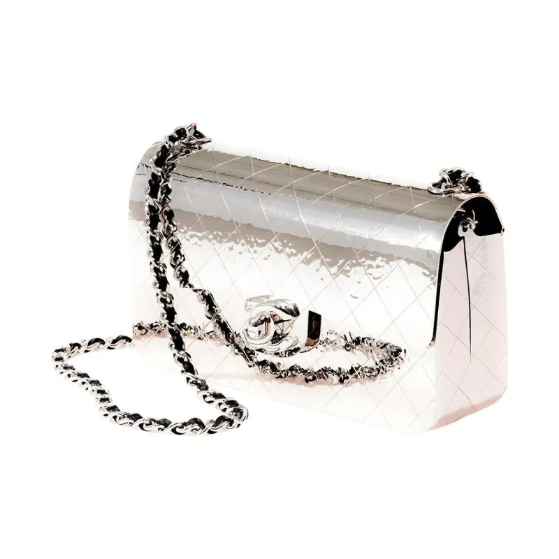 CHANEL Metal Box Bag, Evening Bag, Shoulder Bag Trumpets Women's Gold-1