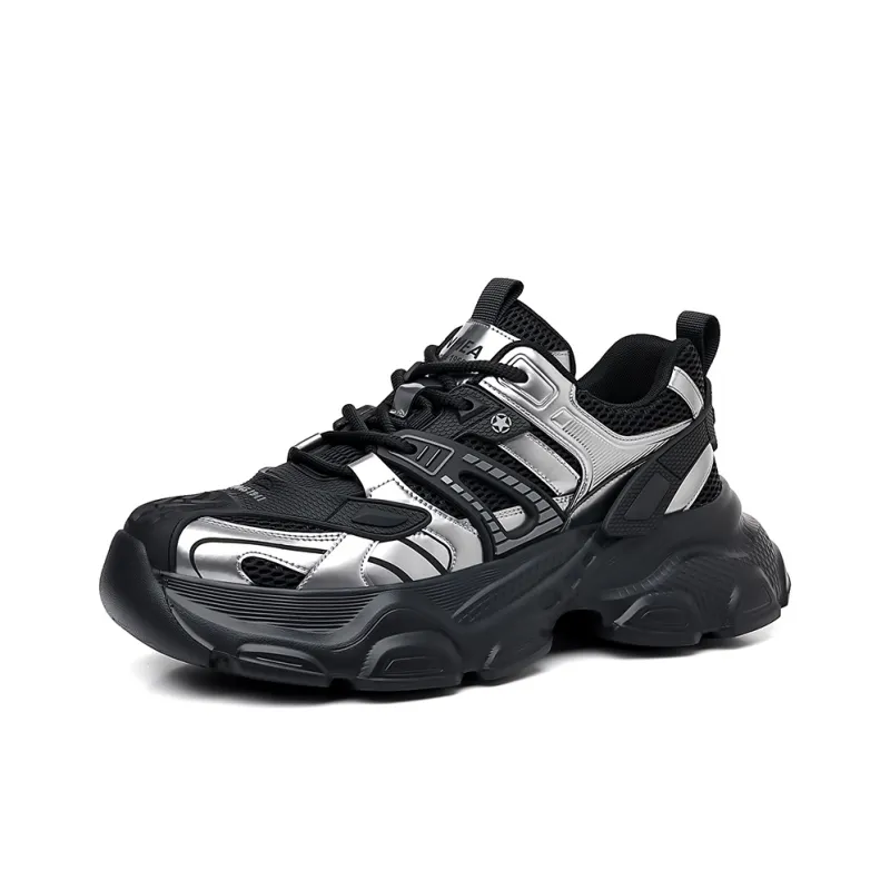 GIHO Anti Slip Wear Resistant Low Top Chunky Sneakers Men's Space Silver Color-0