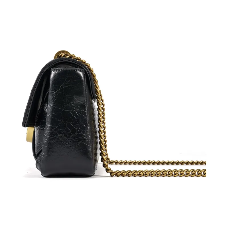 BOSSSUNWEN Cow Leather Crossbody Bag, Shoulder Bag Everyday Commute Casual Women's Black-2