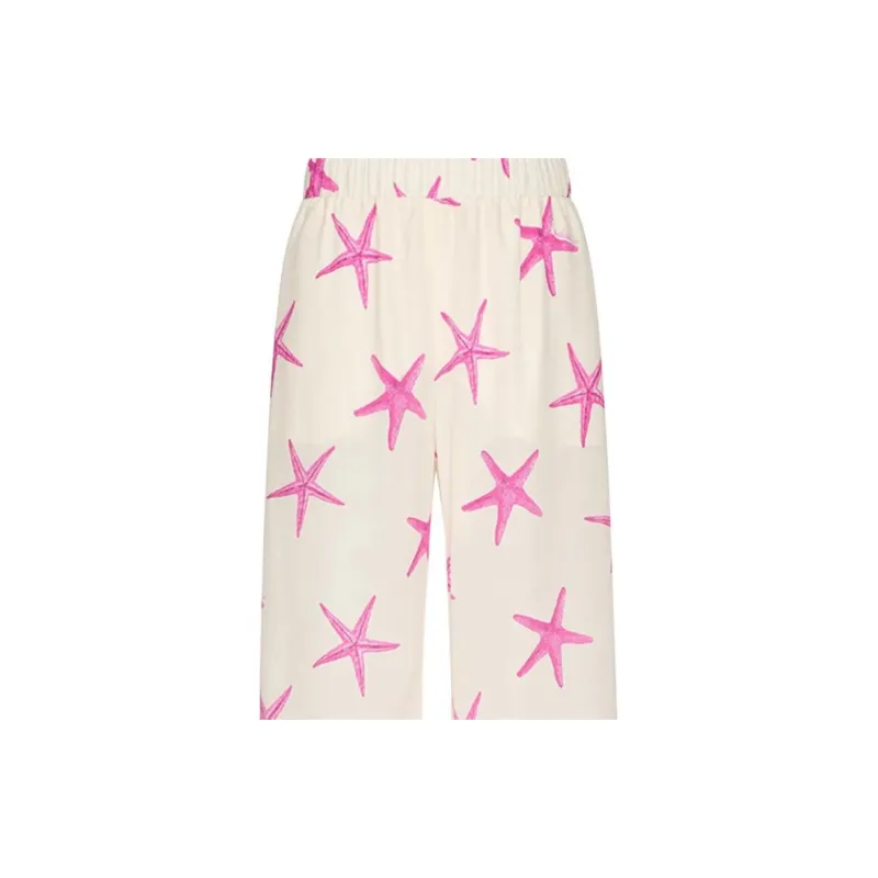 Valentino Crepe De Chine Starfish Pants 'Kez Avorio/Pink PP'-3