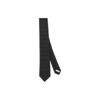 FERRAGAMO Silk Jacquard Ties Men's Charcoal Gray