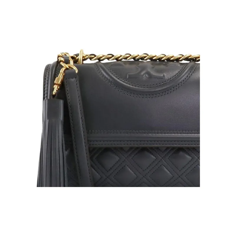 TORY BURCH Fleming Leather Crossbody Bag Shoulder Bag Women's Gray-3