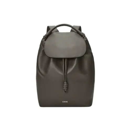 LOEWE Flamenco Shiny Soft Calfskin Backpack Men's Dark Gray