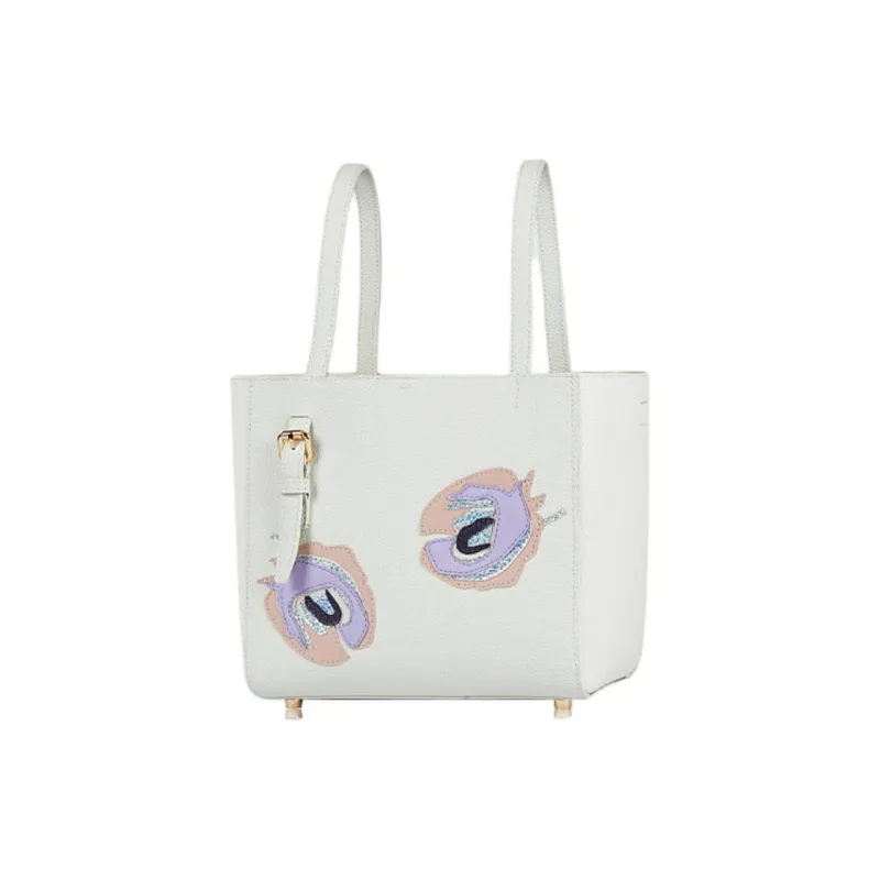 WANACCESSORY Cow Leather Bucket Bag, Shoulder Bag, Crossbody Bag, Handbag Large Size Unisex White/Apricot-2