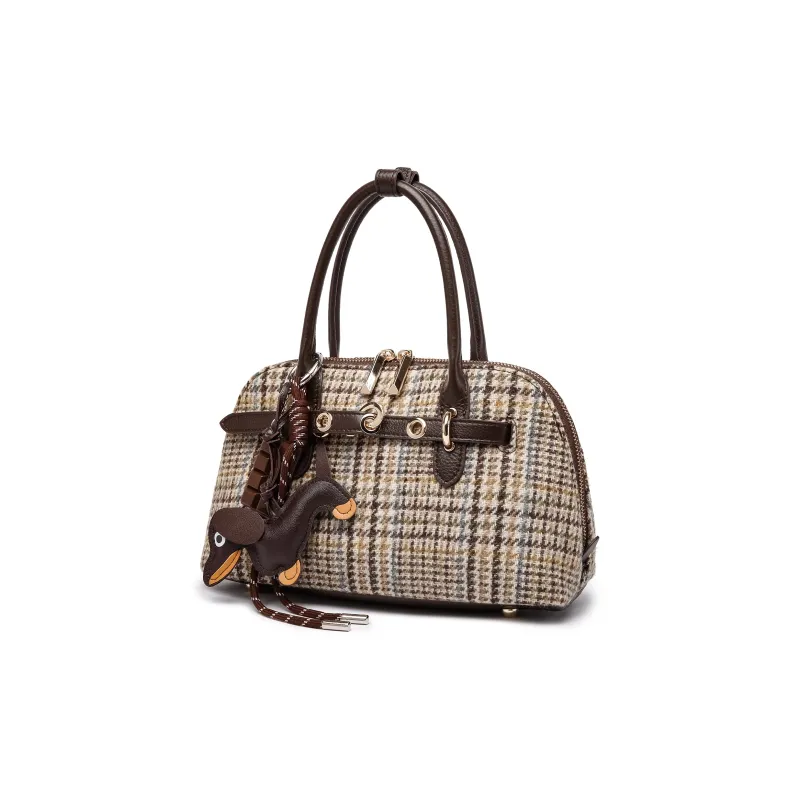 FAIRWHALE Cow Leather With Wool Crossbody Bag Shoulder Bag Regular Women's Coffee-2