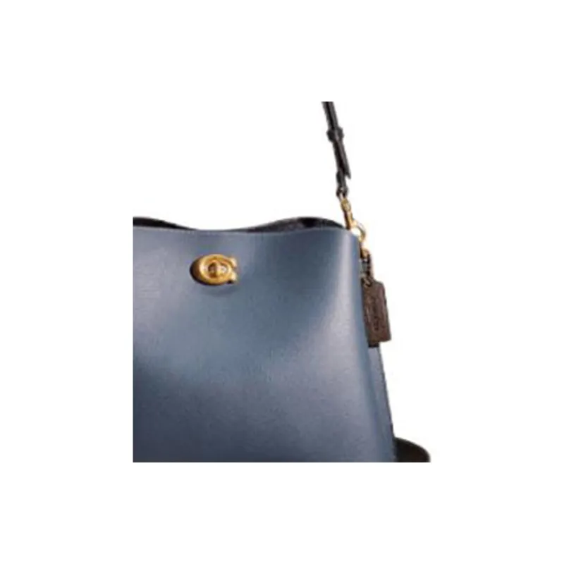 COACH Willow Polished Pebbled Leather Tote Bag Shopping Bag Handbag Shoulder Bag Large Size Women's Azure Blue-1