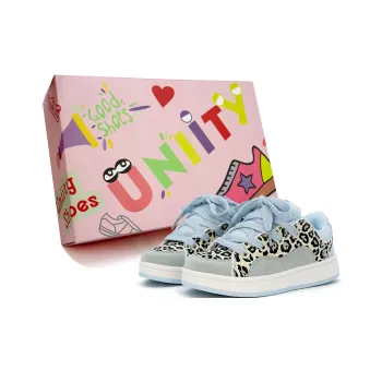UNIITY Skateboard Shoes Women's Low Top Blue Leopard Print