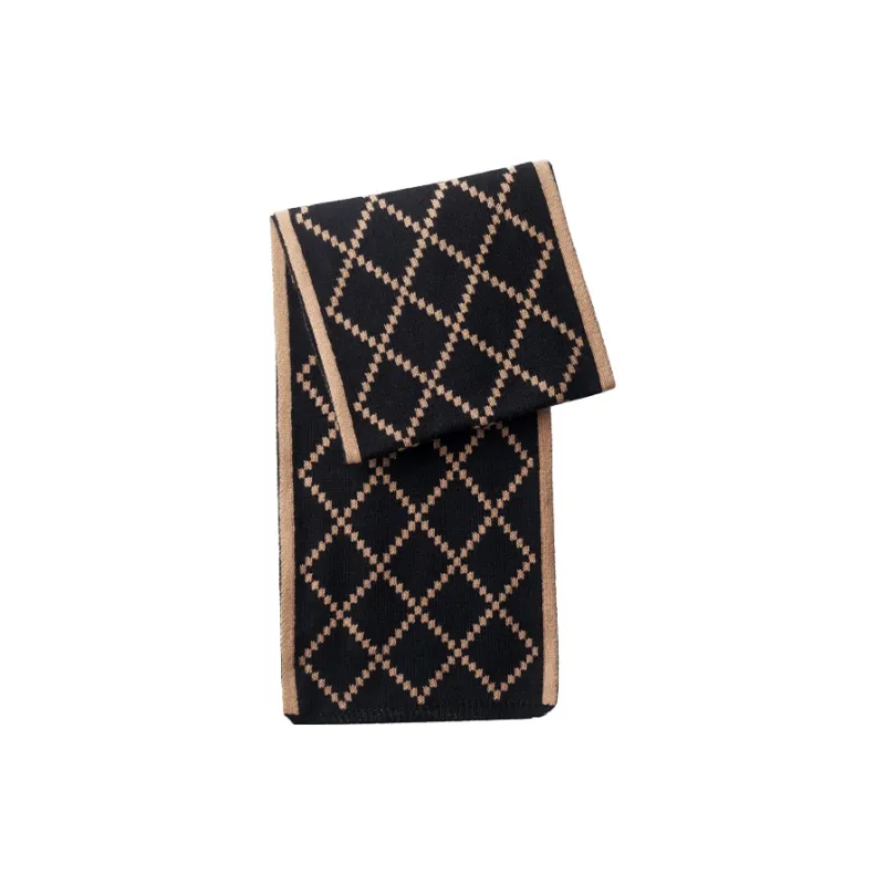 Joy&Mario Acrylic Knit Scarves Unisex Black & Brown-0