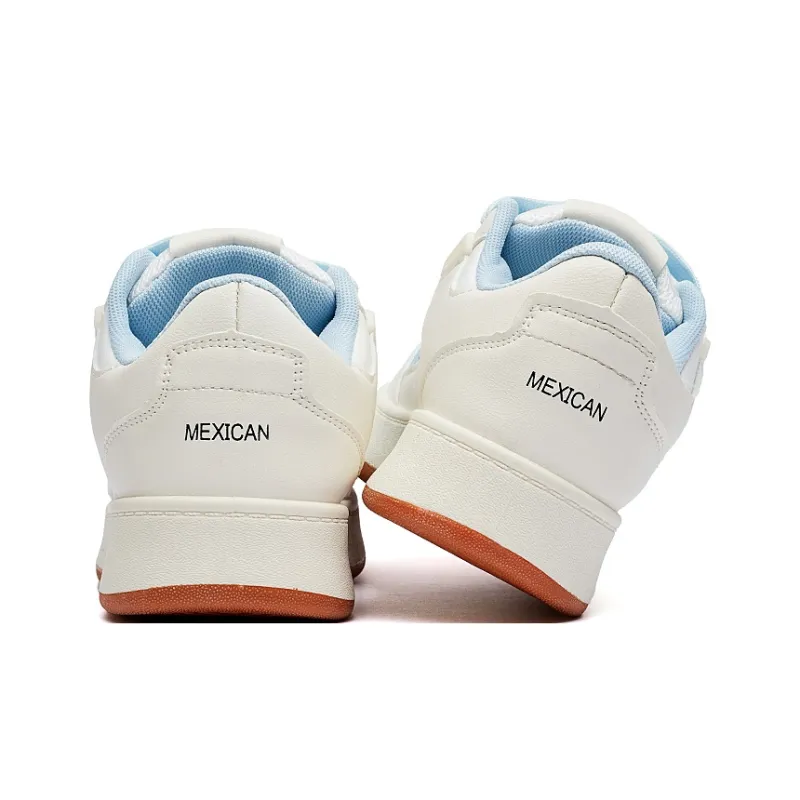 MEXICAN Anti Slip Wear Resistant Low Top Skateboard Shoes Women's White Blue-5