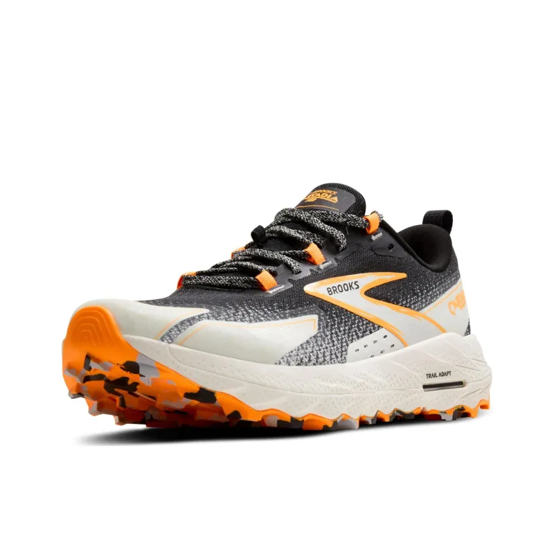 Brooks Cascadia18 Anti Slip Wear Resistant Low Top Trail Running Running Shoes Unisex Black Orange-1