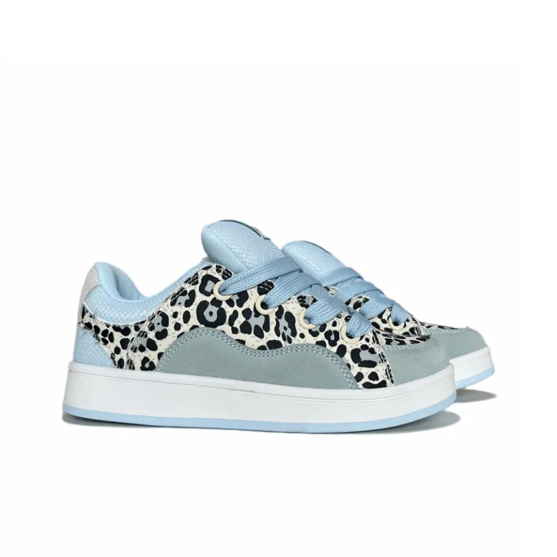 JIANGSHOU Anti Slip Wear Resistant Low Top Skateboard Shoes Women's Ice Blue-4