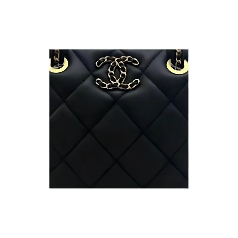 CHANEL Lambskin Bowling Bag, Handbag Mini Women's Black-1
