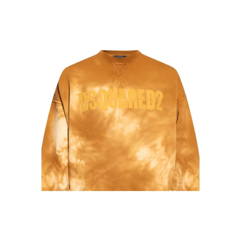 DSQUARED 2 Logo Printed Tie Dyed Crewneck Sweatshirt-5